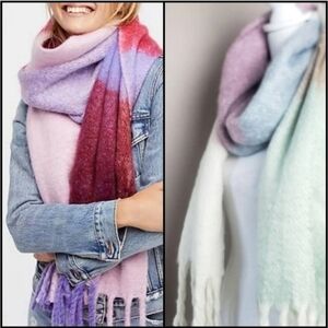 NEW! I.N.C. INTERNATIONAL CONCEPTS Colorblock Oversized Fringe Scarf.